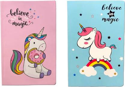 Giftinguru Unicorn Plain Diary for Creative Kids Regular Notebook Ruled 80 Pages