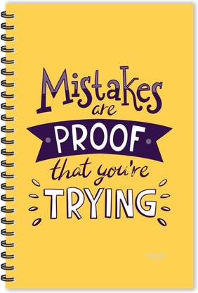 ESCAPER Mistakes are proof that you are trying Motivational Quotes Diary (Ruled-A5) , Notebook A5 Diary Ruled 160 Pages