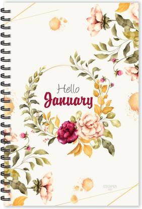 ESCAPER Hello January Floral Monthly Diary (Ruled-A5 Size), January 2021 Diary, January Diary A5 Diary Ruled 160 Pages