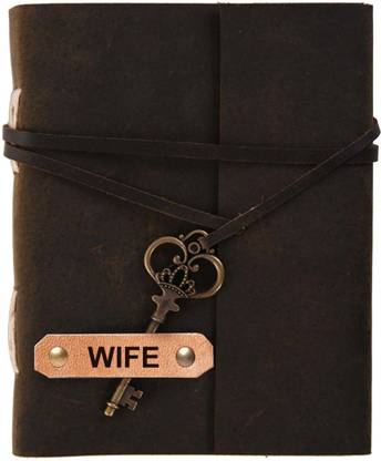 Rjkart WIFE embossed Leather Cover Diary With Key Lock A5 Diary Unruled 200 Pages