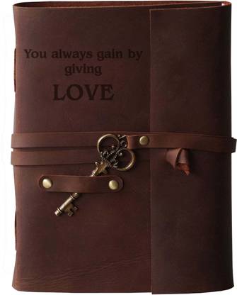 MAKENSTYLECOLLECTION Handmade Diary with Love Quotes on leather Cover A5 Diary Unruled 144 Pages
