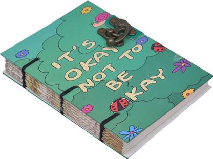 The Vintage Journal IT'S Okay Not To Be Okay Motivational Quotes Journal With Lock Closure A5 Journal Unruled 144 Pages