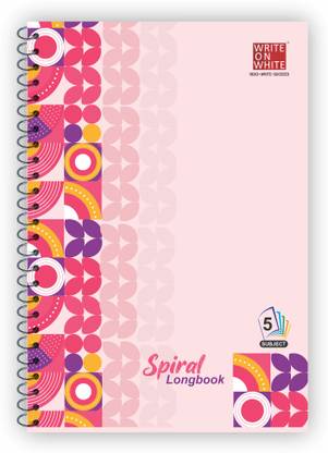 WRITE ON WHITE PREMIUM QUALITY 5 SUBJECT SPIRAL A4 Notebook Rulled 200 Pages