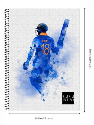 minnie mart Virat Kohli Cricket Ruled Spiral Notebook| Motivational Quote| Transparent Cover A4 Notebook Ruled 200 Pages