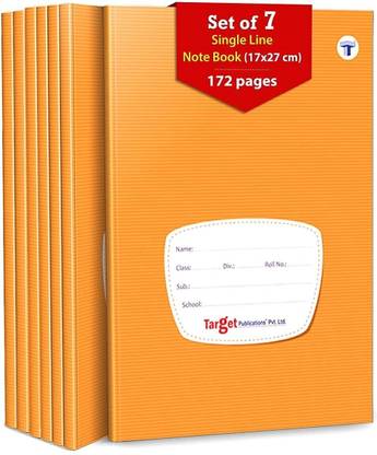 Target Publications Single Line Notebooks for Kids, Students, Office | Copy Book |17x27 cm| Set of 7 Regular Notebook Ruled 172 Pages