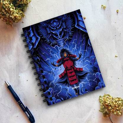 THEME VINTAGE Naruto Anime Madara Uchiha Collecting Powers Designer Notebook A5 Note Book Unruled 160 Pages