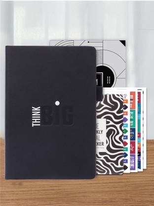 Doodle Hard Bound Productivity Planner Kit A5 Planner/Organizer | 12 Monthly Planner | Notes Pages & 200+Stickers | Pocket Meal Planner | Ruled 288 Pages