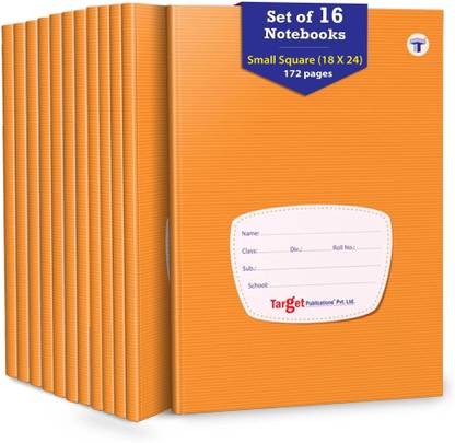 Woodsnipe Small Maths Square Ruled Notebooks | Square 9 mm | 176 Pages A5 Size | Soft Brown Cover | 18 cm x 24 cm Approx | Maths Notebook for Exercise and Practice | Pack of 16 Books | GSM 60 A5 Notebook Square ruled 2816 Pages