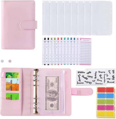 MFORALL A6 PU Leather Binder Clip A6 Organizer Single Ruled 50 Pages