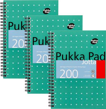 Pukka Pad Metallic Range | Spiral Notebook | Micro Perforated 80 GSM Pages | Card Cover A5 Notebook Ruled 200 Pages