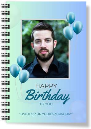 Apnagift Happy Birthday TO U Customized Notebook Wire Bound Spiral Printed Photo unruled A5 Notebook Unruled 160 Pages