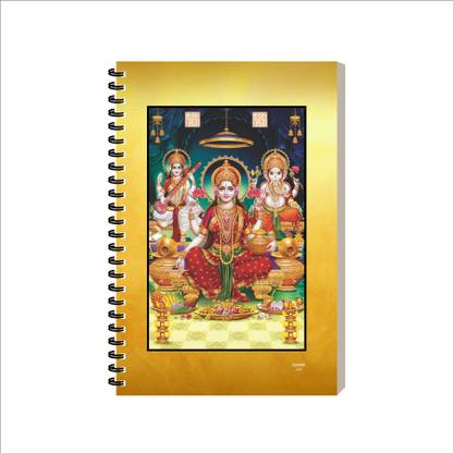 ESCAPER Laxmi Ganesh Saraswati Devotional Diary Notebook, Laminated soft cover Notepad A5 Diary Ruled 160 Pages