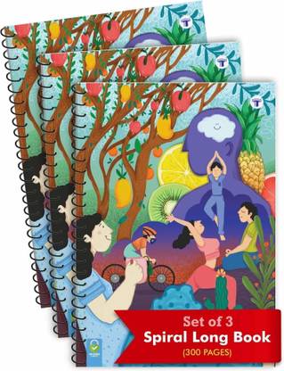 Target Publications Spiral Notebooks |Single Line Notebook | 8.27 x 11.69 inch| GSM 58|Set of 3 A4 Notebook Ruled 300 Pages