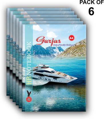 Gurjas Hard Bound Long A4 Notebook Ruled, Single Line 288 Pages
