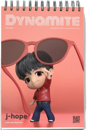 Keychain BTS JHOPE DYNAMITE notepad for school, collage for bts army fan | A6 Note Pad Plain 50 Pages