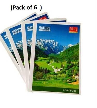 Shubhraj Long Notebook Single Line A4 Note Book 176 pages -( Pack of 6) - A4 size 176 Pages