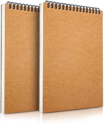 INNAXA A5 Spiral Squared Paper Notebook, Brown Kraft Cover Notepad Perfect for Travel, A5 Notebook Squared 100 Pages