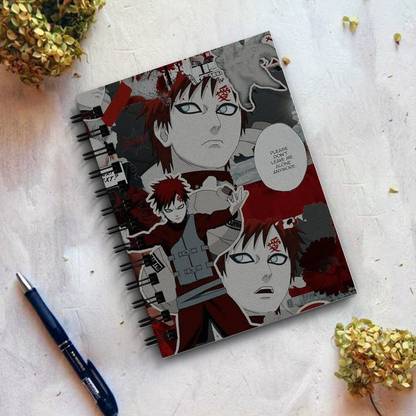 THEME VINTAGE Naruto Anime Gaara Don't Leave Me Alone Outline Designer Notebook A5 Note Book Unruled 160 Pages