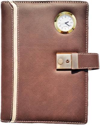 Popla Executive New Year Diary 2023 with Clock, lock & Key Feature, PU Leather 80 GSM Regular Planner/Organizer Rulled 365 Pages