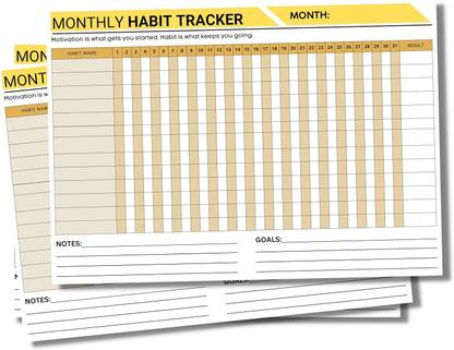 Hippie Toobi Monthly Habit Tracker Undated Calendar (12 Sheets/A4 Size) For Goal Achievement A4 Calendar Sheets 12 Pages