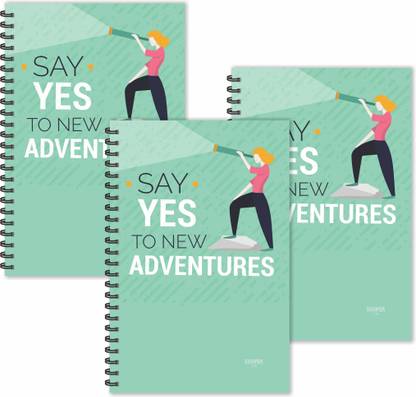 ESCAPER Say Yes to new Adventures Motivational Quotes Diaries (Ruled - A5 Size - SUPER SAVER Pack of 3 Diaries), Quotes on Diaries A5 Diary Ruled 160 Pages