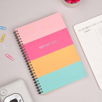 Doodle Wiro-Bound Undated Daily Planner|5.7x8.25",80gsm|3 Months Schedule,To-Do List A5 Planner Ruled 175 Pages