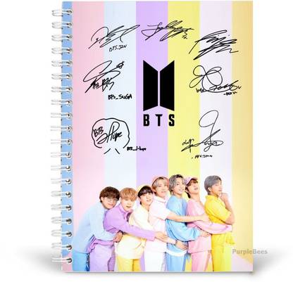 PurpleBees Bts Ot7 With All Signature Rainbow Diary | Bts Printed Unruled 160 A5 Notebook Plain 150 Pages