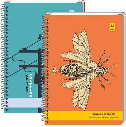 Pragya Spiral Multi Subject Notebook | (21x29.7 CM) | 600 GSM Cover A4 Notebook Single Line 500 Pages