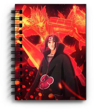 THEME VINTAGE Naruto Anime Akatsuki Itachi Uchiha Red Theme Designer Notebook A5 Notebook Unruled 160 Pages