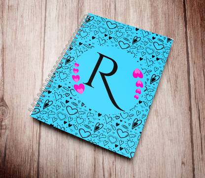 GRPV R Name initial Diary | Personalized diary | Love theme notebook | R Letter diary B5 Diary Ruled 110 Pages