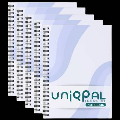 LAXMIMD Uniqpal Notebook A4 Size 200 Pages Plain 75 GSM Set of 5 for School&Office Use A4 Note Book Plain 200 Pages