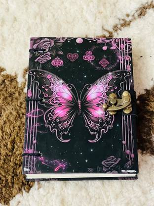 ARSHAD HANDICRAFT Butterfly Printed Leather Journal, Leather Sketchbook, Deckle Page Notebook A5 Diary 200 200 Pages