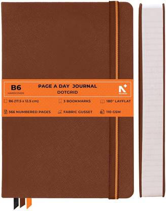 NEORAH 110 GSM | B6 PAGE A DAY JOURNAL (17.5 X 12.5 cm) | Back Pocket |3 Silk Book Mark B6 Journal DOT GRID 368 Pages
