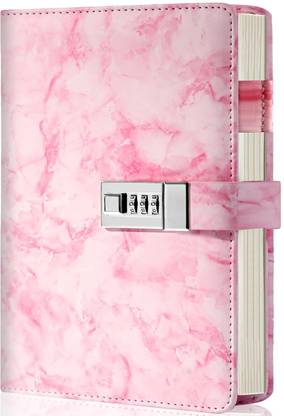 White Wings Diary with Lock, Size 6 ny 8 inch or with Combination Password Journal A5 Diary Ruled 200 Pages
