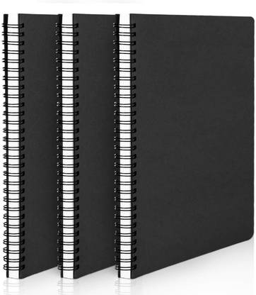 SHUANG YOU Paper A5 Notebook A5 size Black Hardcover Spiral Plain Travel Writing Notebooks 120 Pages