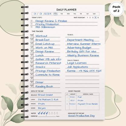 The Papier Ocean Undated Daily Productivity Tracker and Task Organizer A5 Planner Ruled 160 Pages