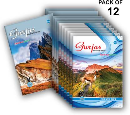 Gurjas Soft Bound Long A4 Notebook Ruled, Single Line 140 Pages