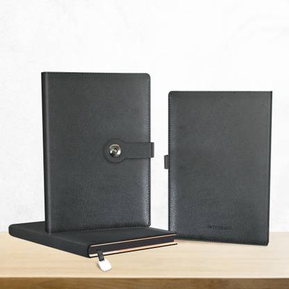 Amsburg Premium Metal Lock Button Journal Notebook Diary with Synthetic PU Leather A5 Notebook Single Ruled 256 Pages