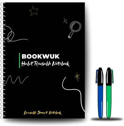 Bookwuk Habit Reusable/Rewritable Notebook(5.8"x8.3") For Students & kids,Eco-friendly A5 Notebook Unlimited times Write-Erase 40 Pages