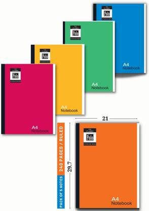 NEOPOLO A4 Size (29.7 x 21cm) Regular Notebook Ruled 240 Pages