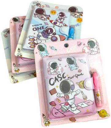 AMANVANI Pack of 4 Cute Mini Pocket Button Diary with Small Pen Mini Diary ruled 50 Pages