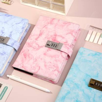 SKYBUCKET Pink Marble Diary Regular Journal Ruled 192 Pages