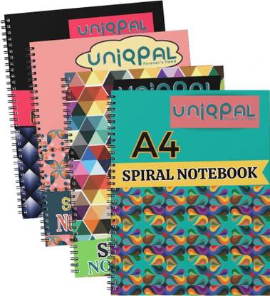 UNIQPAL SET OF 4 A4 Notebook UNRULED 200 Pages