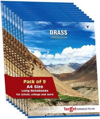 Target Publications Long Notebooks | Drass | A4 Single Line Copy | 164 Pages | 21x29.7cm | Pack of 9 A4 Notebook Ruled Pages 140 Pages