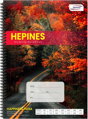 HEPINES Spiral Notebook Soft Plastic Cover, Students Single Line Register Spiral Binding A4 Notebook Ruled 200 Pages