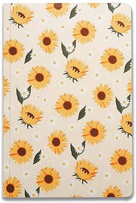 FANGLED Sunflower Notebook | Floral Design | Floral Notebook A5 Notebook Single Ruled 184 Pages