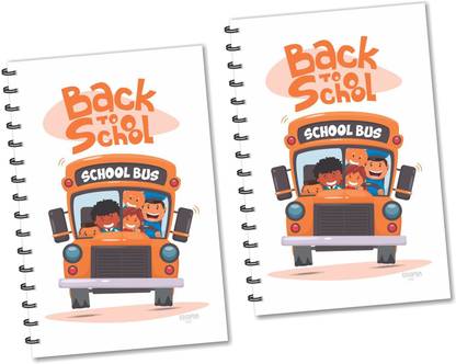 ESCAPER Back to School with Bus Designer Diaries (Ruled - A5 Size - Pack of 2 Diaries), School Diaries, Student Diaries A5 Diary Ruled 160 Pages
