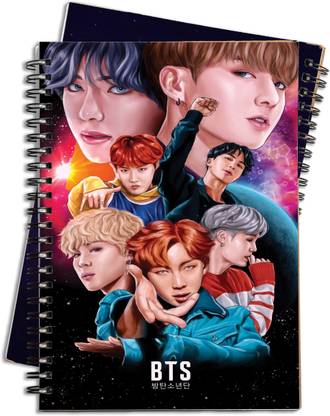 CLICKEDIN BTS High-Quality Dairy Set Of 1 ruled 100 pages Unique Design Spiral BTS Dairy A3 Diary Ruled 50 Pages