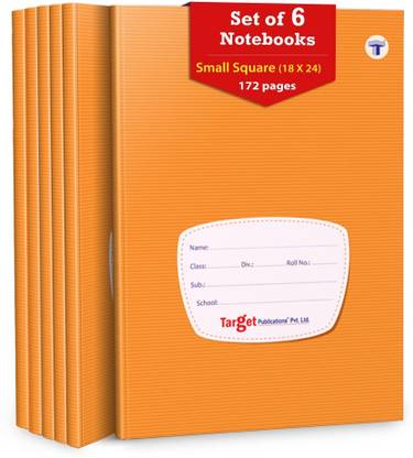 Woodsnipe Small Square Ruled Notebooks | Square 9 mm | 176 Pages A5 Size | Soft Brown Cover | 18 cm x 24 cm Approx | Maths Exercise Small Grid Notebooks | Pack of 6 Books | GSM 60 Regular Notebook Small Square 1056 Pages