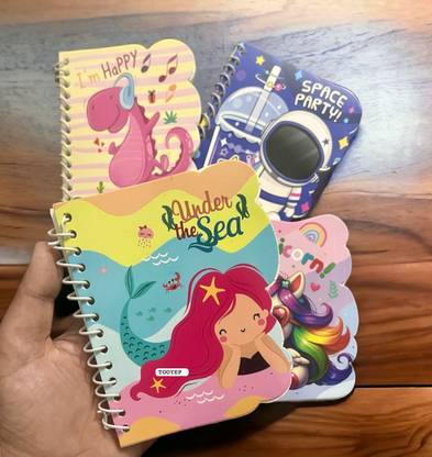 Le Delite 2 piece cartoon mini pocket notebook diary for kids Mini Note Pad ruled 60 Pages